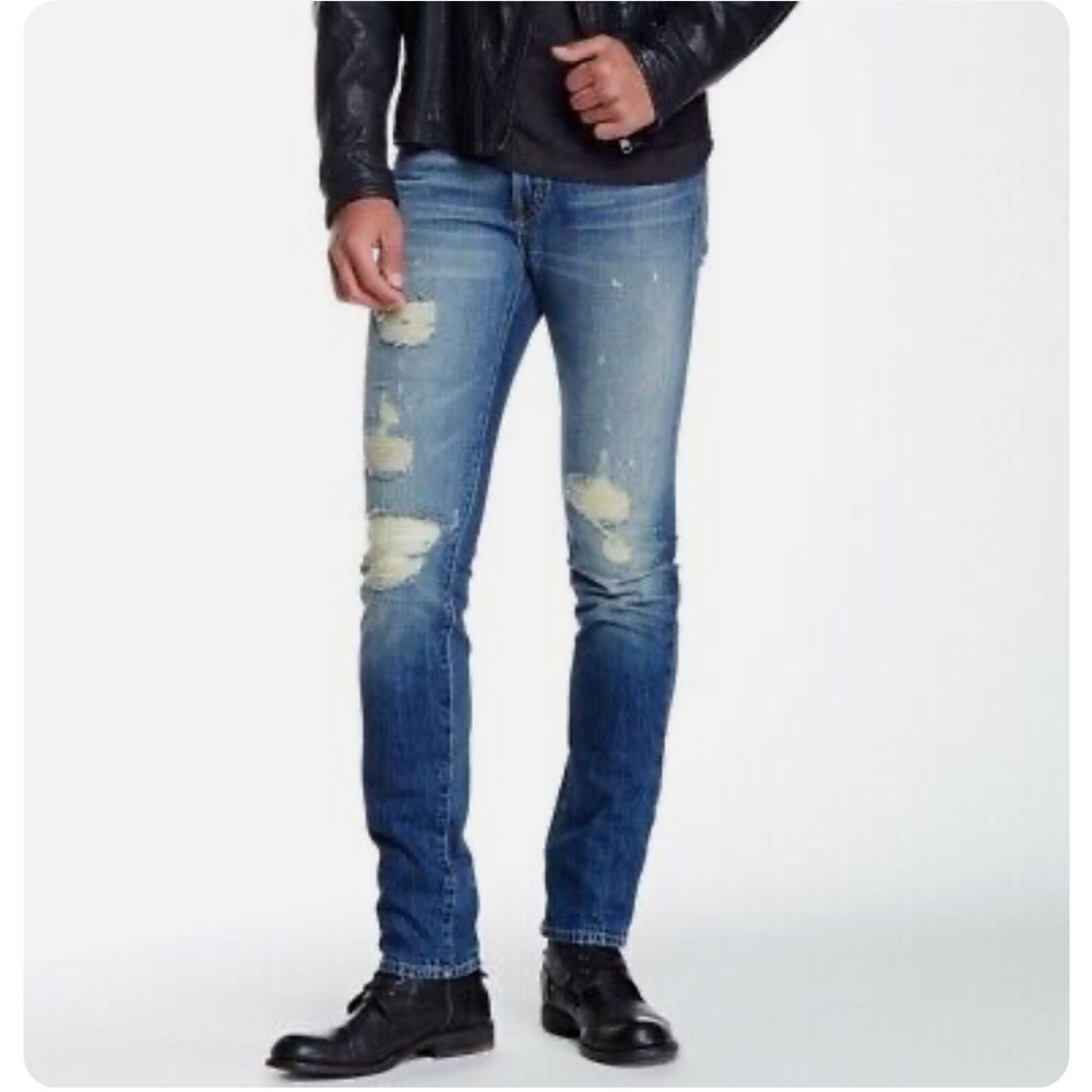 Mens J Brand Jeans Tyler Slim Skinny Leg in Destructed Moore Blue sz 33